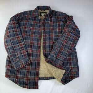 LL Bean Shirt Mens Medium Gray Sherpa Lined Scotch Shacket Outdoors